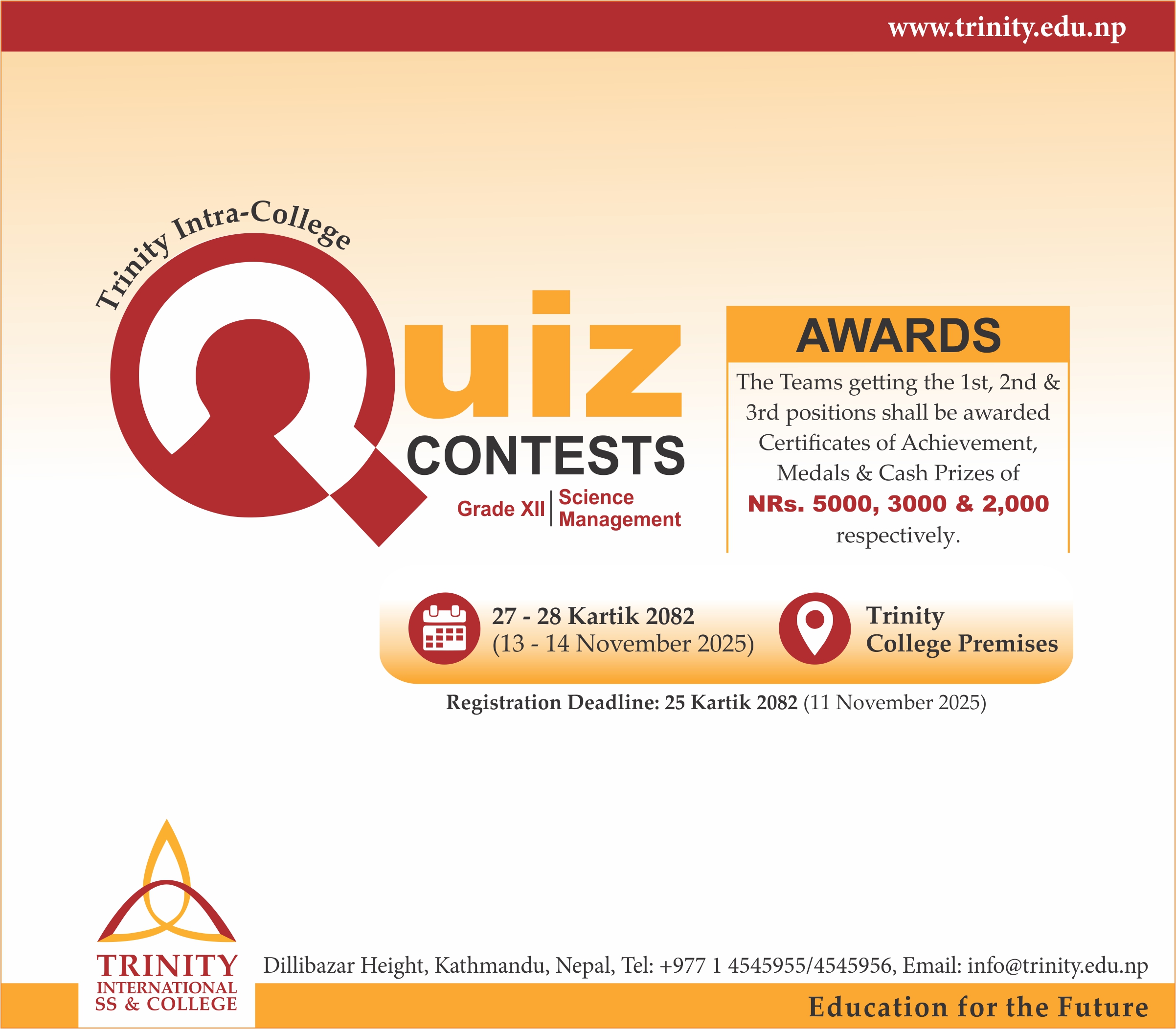 Intra-College Quiz Contests – Science & Management related Areas Grade XII